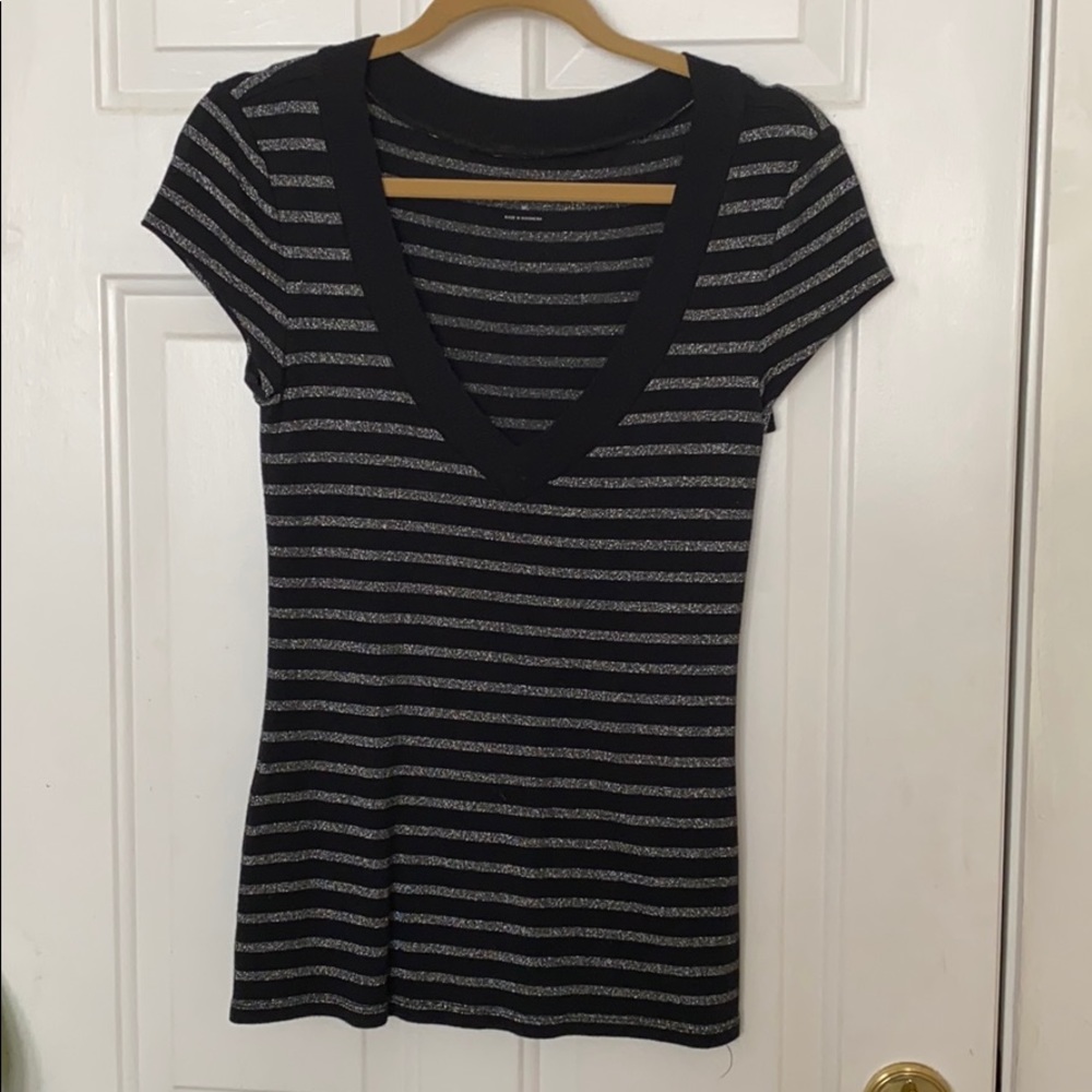 Silver and black shirt